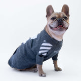 Maglioncino Di Lana "Woof" Grigio Dettagli Neri/Bianchi