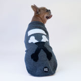 Maglioncino Di Lana "Woof" Grigio Dettagli Neri/Bianchi