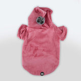 Felpa in Pile con Cappuccio e Pon Pon Rossa