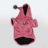 Felpa in Pile con Cappuccio e Pon Pon Rossa