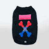 Maglioncino Di Lana "Woof" Nero Dettagli Blu/Rossi