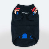 Maglioncino Di Lana "Woof" Nero Dettagli Blu/Rossi