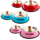 Set 2 Ciotole in Acciaio Inox 3 Colori Personalizzabile con Nome