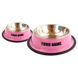 Set 2 Ciotole in Acciaio Inox 3 Colori Personalizzabile con Nome