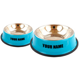 Set 2 Ciotole in Acciaio Inox 3 Colori Personalizzabile con Nome