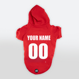 Felpa "Trendy Dog" Rossa Personalizzabile con Nome e Numero