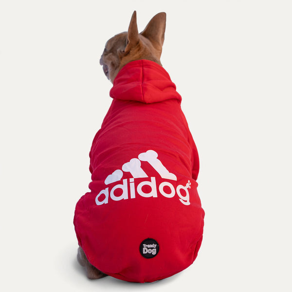 Sweat "Adidog" rouge personnalisable avec prénom