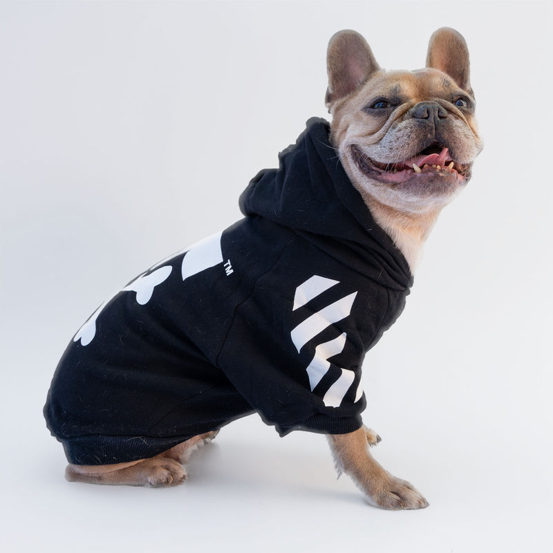 Schwarzes „Woof“-Sweatshirt. Personalisierbar mit Namen