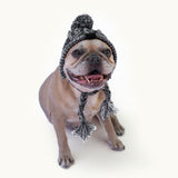 Bonnet en laine gris avec pompon