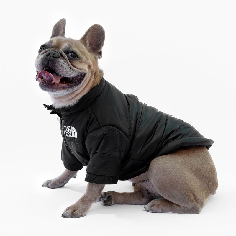 Schwarze Daunenjacke „The Dog Face“, personalisierbar mit Namen