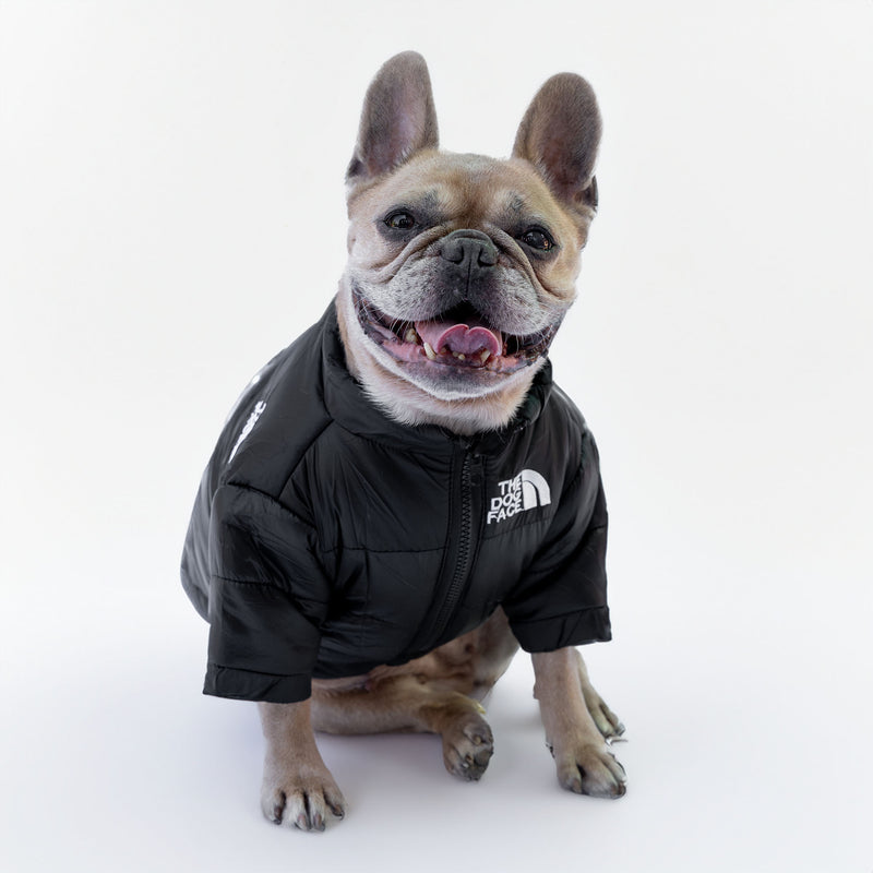Schwarze Daunenjacke „The Dog Face“, personalisierbar mit Namen