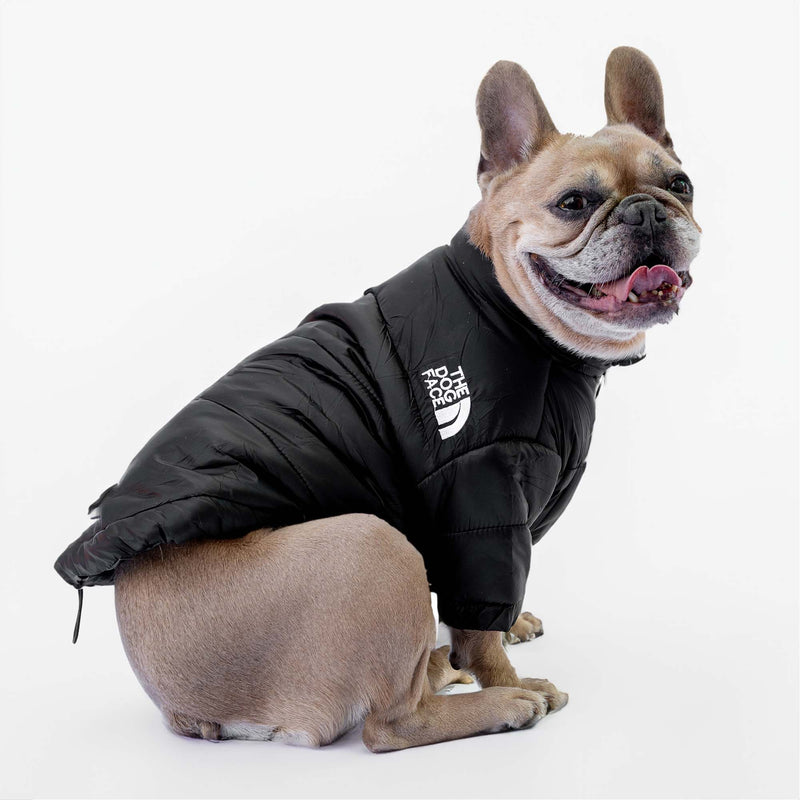 Schwarze Daunenjacke „The Dog Face“, personalisierbar mit Namen