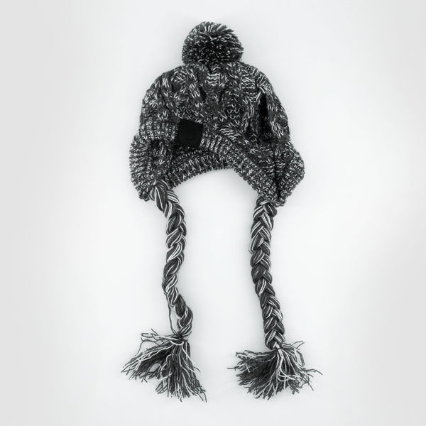 Bonnet en laine gris avec pompon