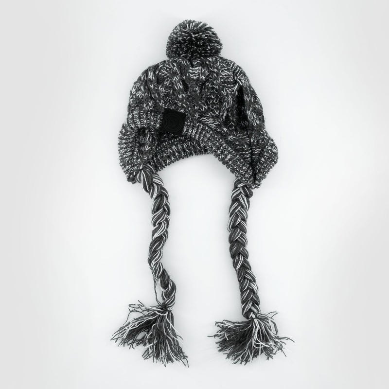Bonnet en laine gris avec pompon