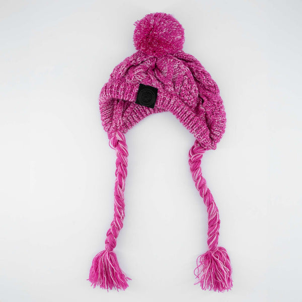 Chapeau en laine rose avec pompon