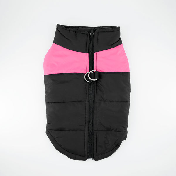 Doudoune avec détail rose.Bavoir intégré.Personnalisable avec prénom
