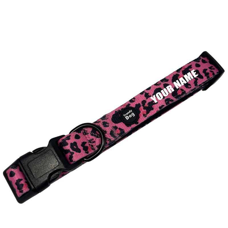 Trendy Dog® „Leopard Print“ Halsband- und Leine-Set, anpassbar mit Namen