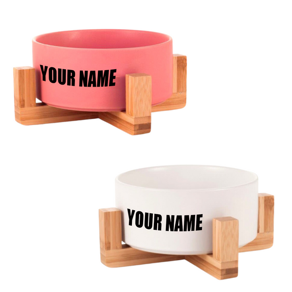 Ciotola in ceramica con base in legno 2 colori personalizzabile con nome