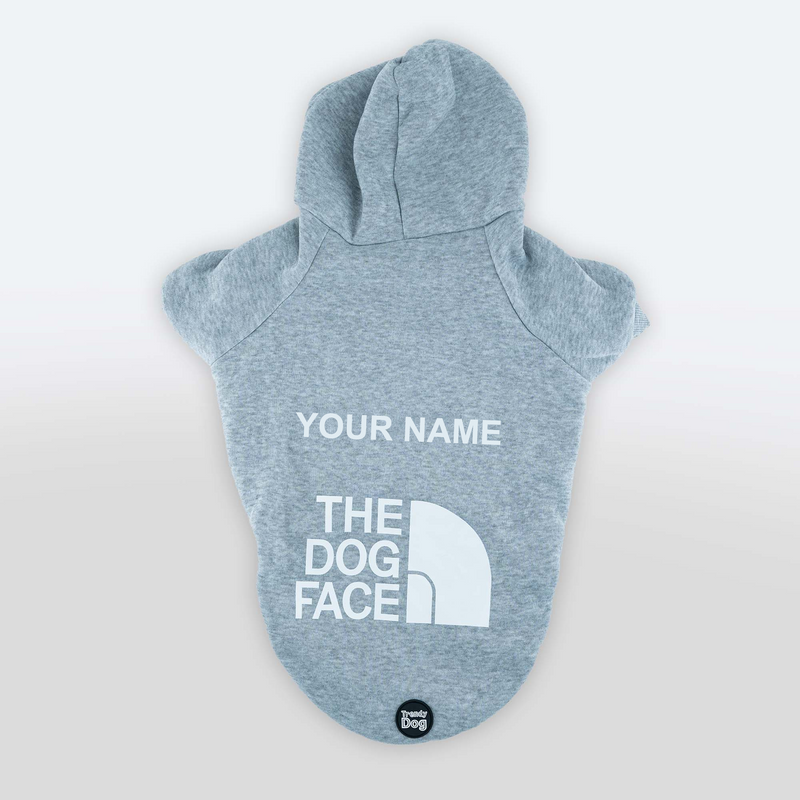 Graues Sweatshirt „The Dog Face“, anpassbar mit Namen