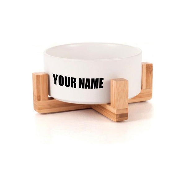 Bol en céramique avec base en bois 2 couleurs personnalisable avec prénom