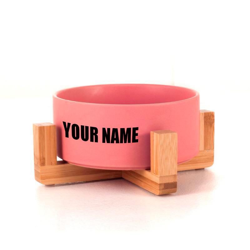 Bol en céramique avec base en bois 2 couleurs personnalisable avec prénom